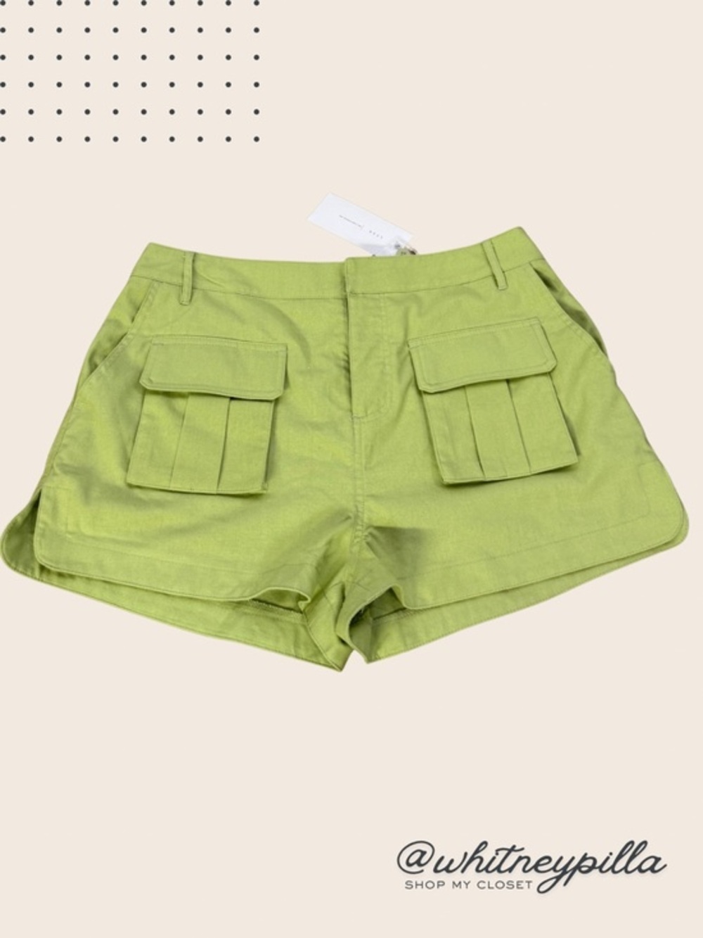 Lush Matcha Green Linen-Blend Cargo Pocket Shorts